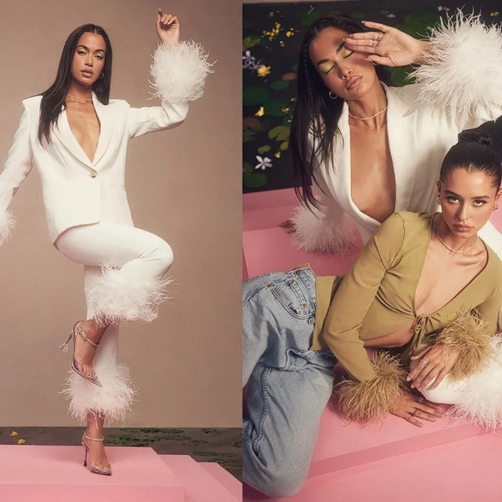 HOUSE OF CB 'Fae' Ivory Hem Trousers NWOT - Picture 5 of 15